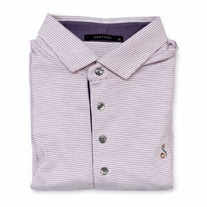 Greyson Performance Striped Short Sleeve Polo Shirt Extra Large Purple White